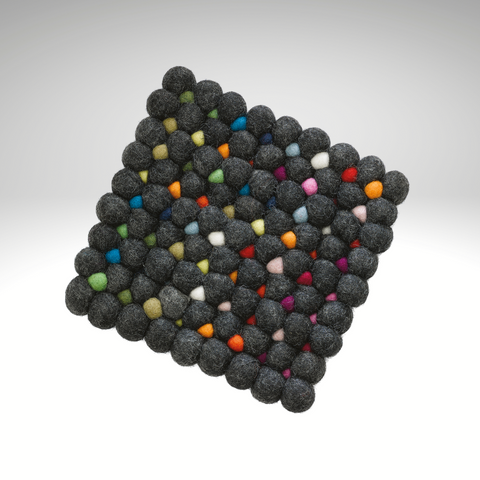 Virgin Wool Trivet "Nero", Square, 8X8"