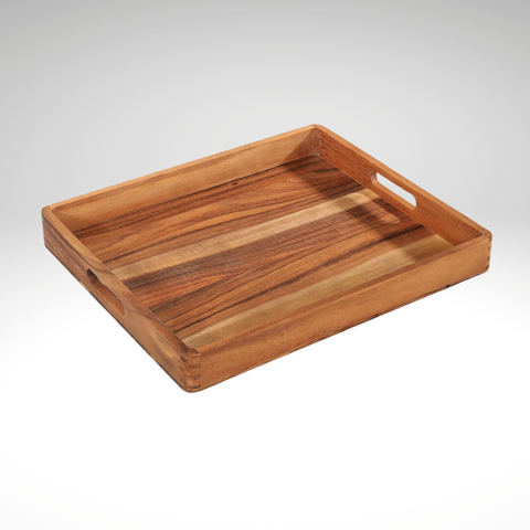 Wood Serving Tray, Acacia, rectangular,  20.5" x 17" x 2.4"
