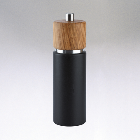 "Hannover" Matte black w/ Olive wood Mills, 7"